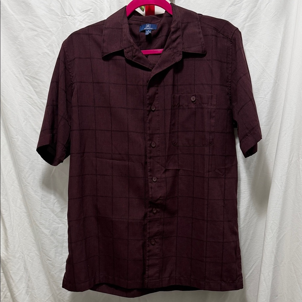 George Men's Rich Burgundy Casual Button-Down Shirt
